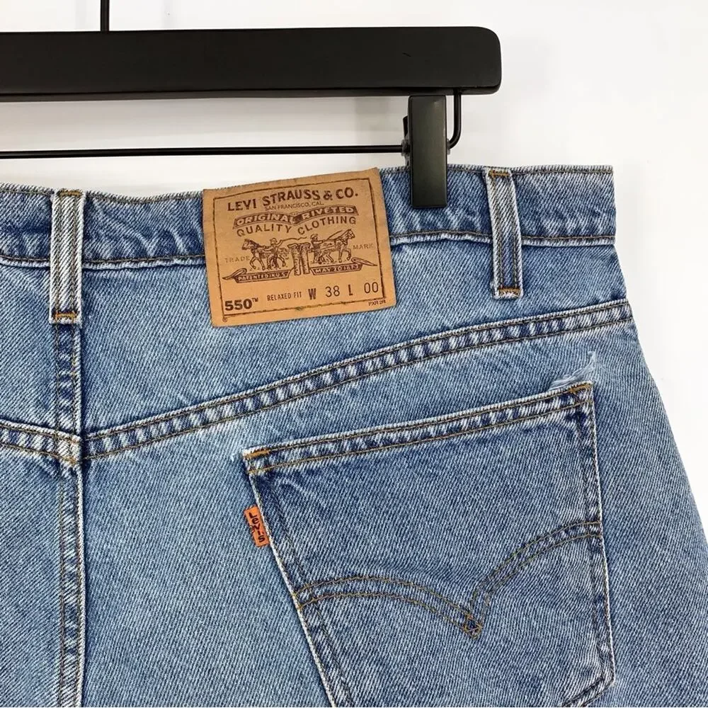 VTG LEVI'S Orange Tab 550 Relaxed Jean Shorts Blue Denim 38